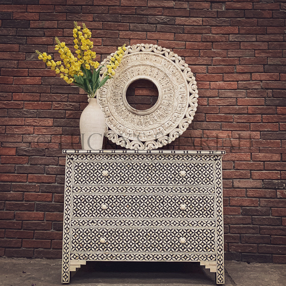 Geometric Bone Inlay Drawrcehst | Lucky Furniture & Handicrafts.