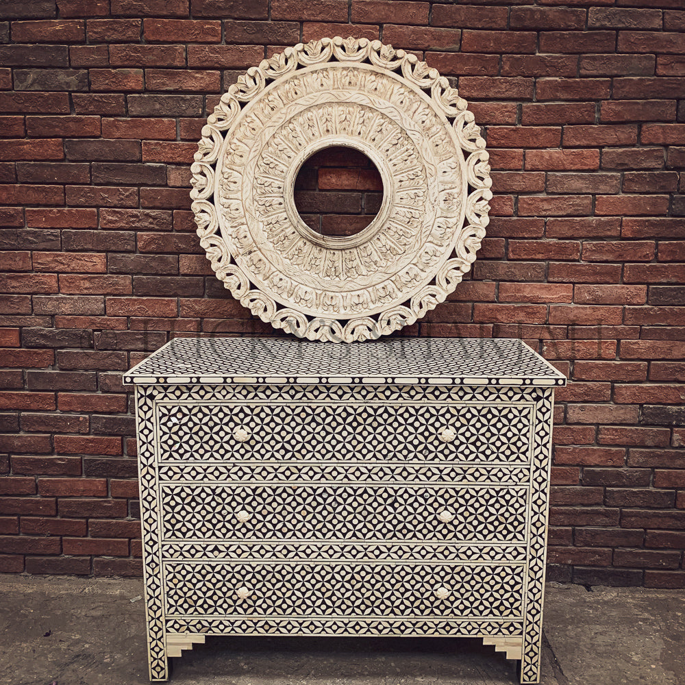 Geometric Bone Inlay Drawrcehst | Lucky Furniture & Handicrafts.