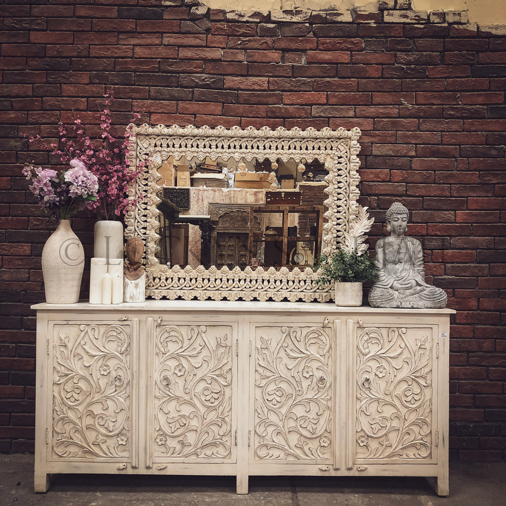 Intricate carved mirror frame | Lucky Furniture & Handicrafts.