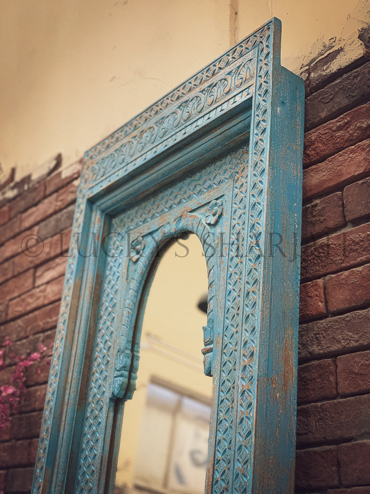 Vibrant Blue glass door sideboard | Lucky Furniture & Handicrafts.