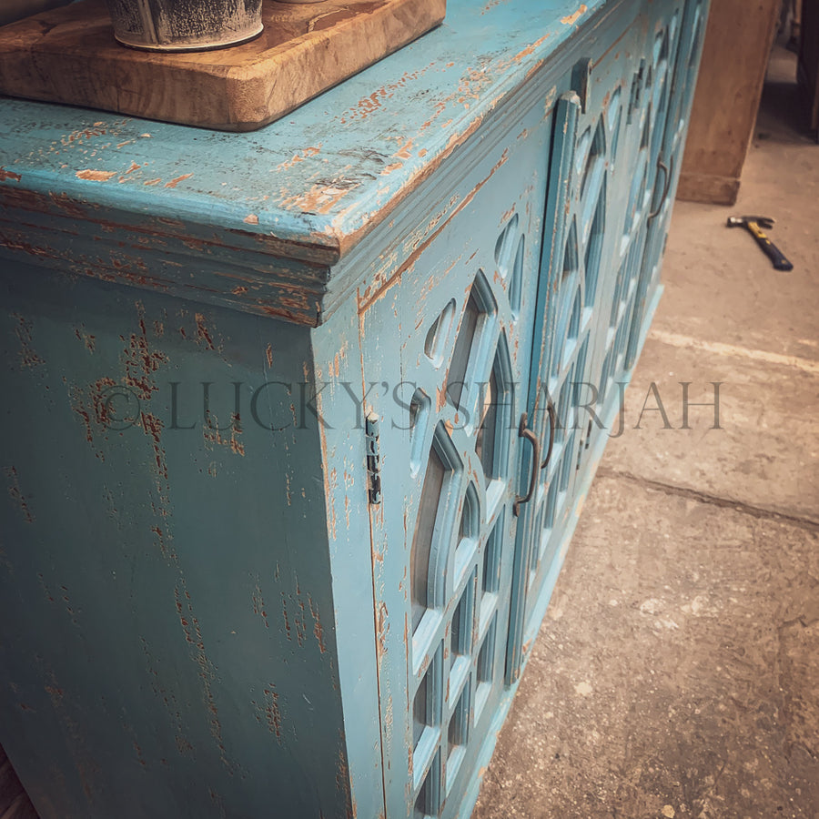Vibrant Blue glass door sideboard | Lucky Furniture & Handicrafts.