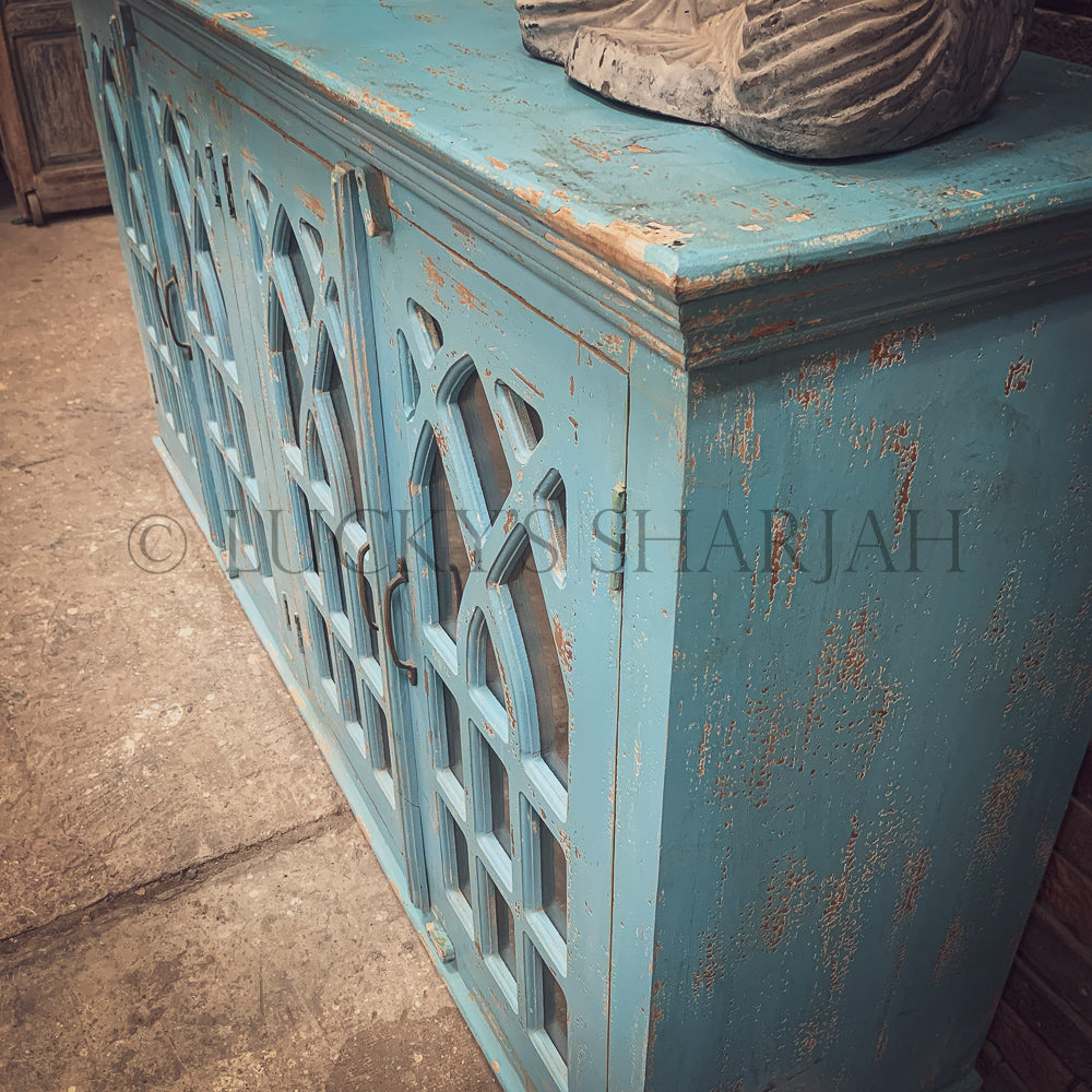 Vibrant Blue glass door sideboard | Lucky Furniture & Handicrafts.