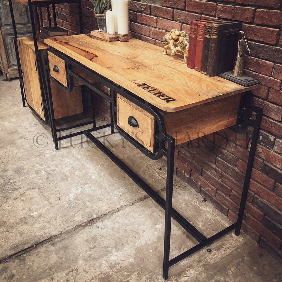 Industrial Minimalist Desk with 2 draw | Lucky Furniture & Handicrafts.