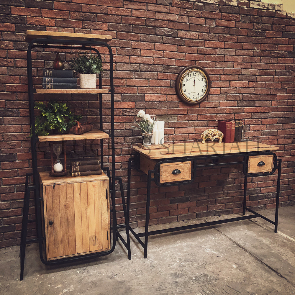Industrial Minimalist Desk with 2 draw | Lucky Furniture & Handicrafts.