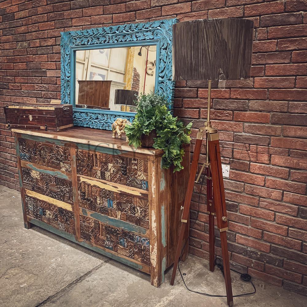 Carved pieces multi color drawchest | Lucky Furniture & Handicrafts.
