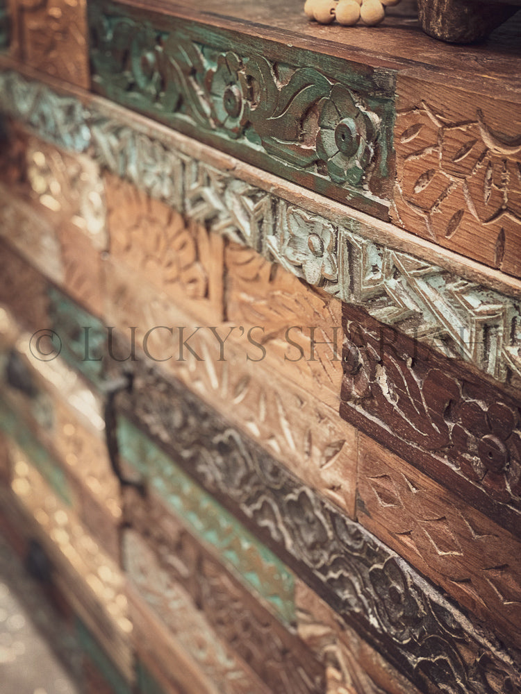 Recycle Design carved pieces sideboard | Lucky Furniture & Handicrafts.