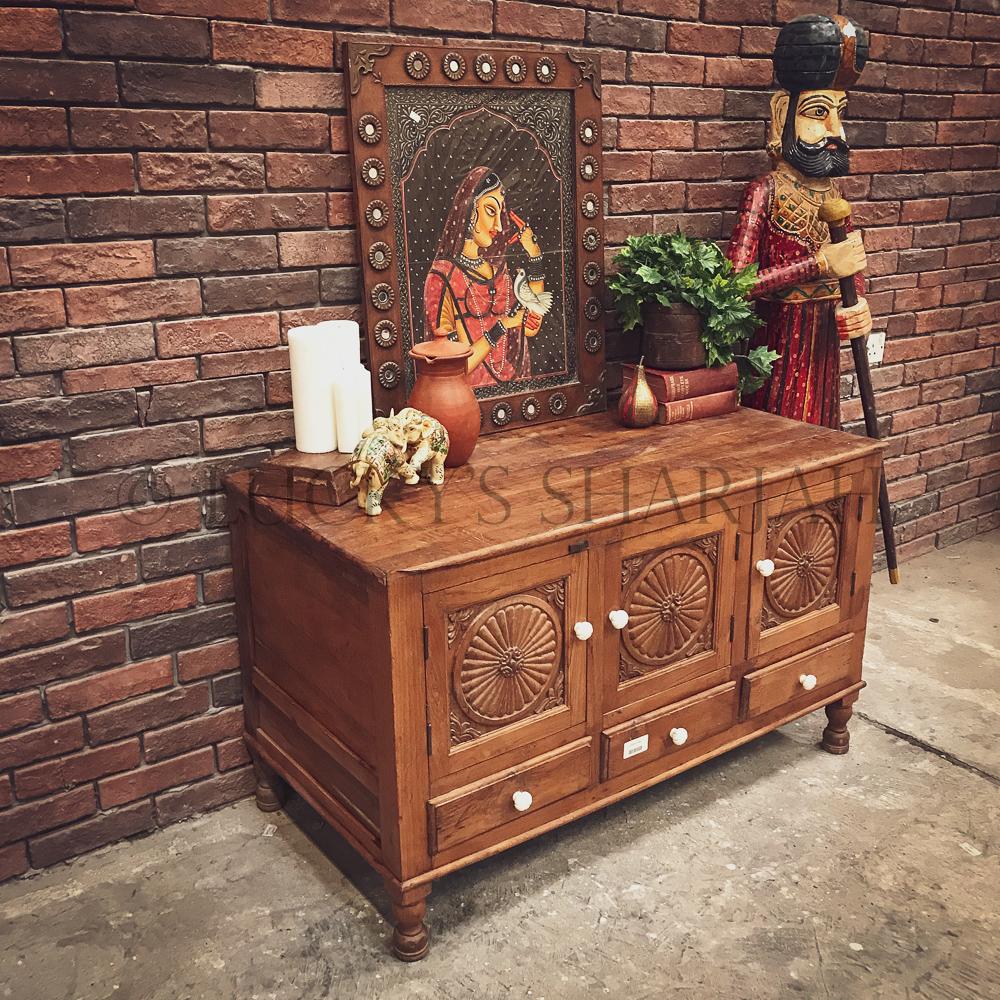"Suraj design" vintage carved dresser | Lucky Furniture & Handicrafts.