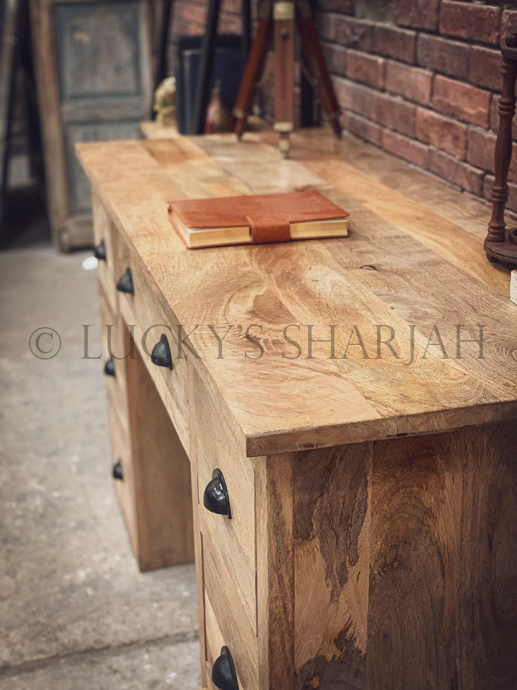 Classic Mango wood Desk 7 Drawer | Lucky Furniture & Handicrafts.