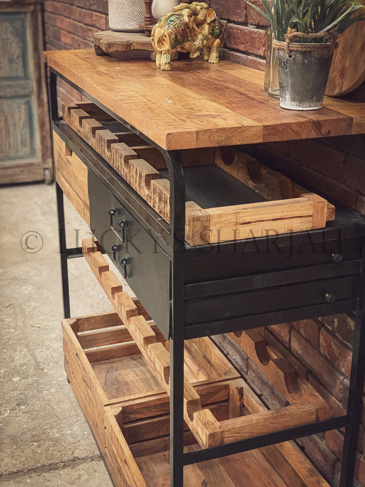 Industrial bar trolley | Lucky Furniture & Handicrafts.