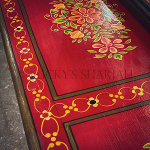 Handpainted Red floral indian design sideboard | Lucky Furniture & Handicrafts.