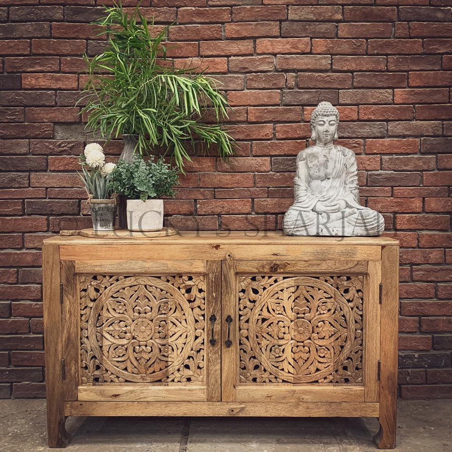 Carved Low console sideboard | Lucky Furniture & Handicrafts.
