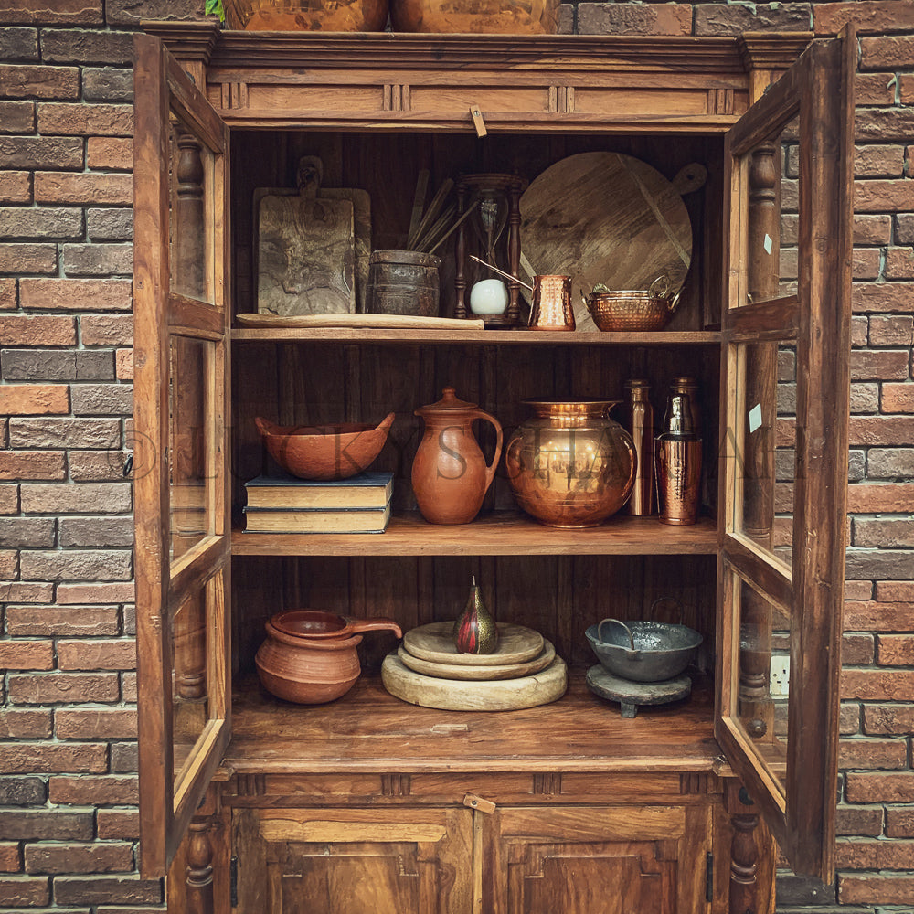 Victorian classic Wooden glass cabinet | Lucky Furniture & Handicrafts.