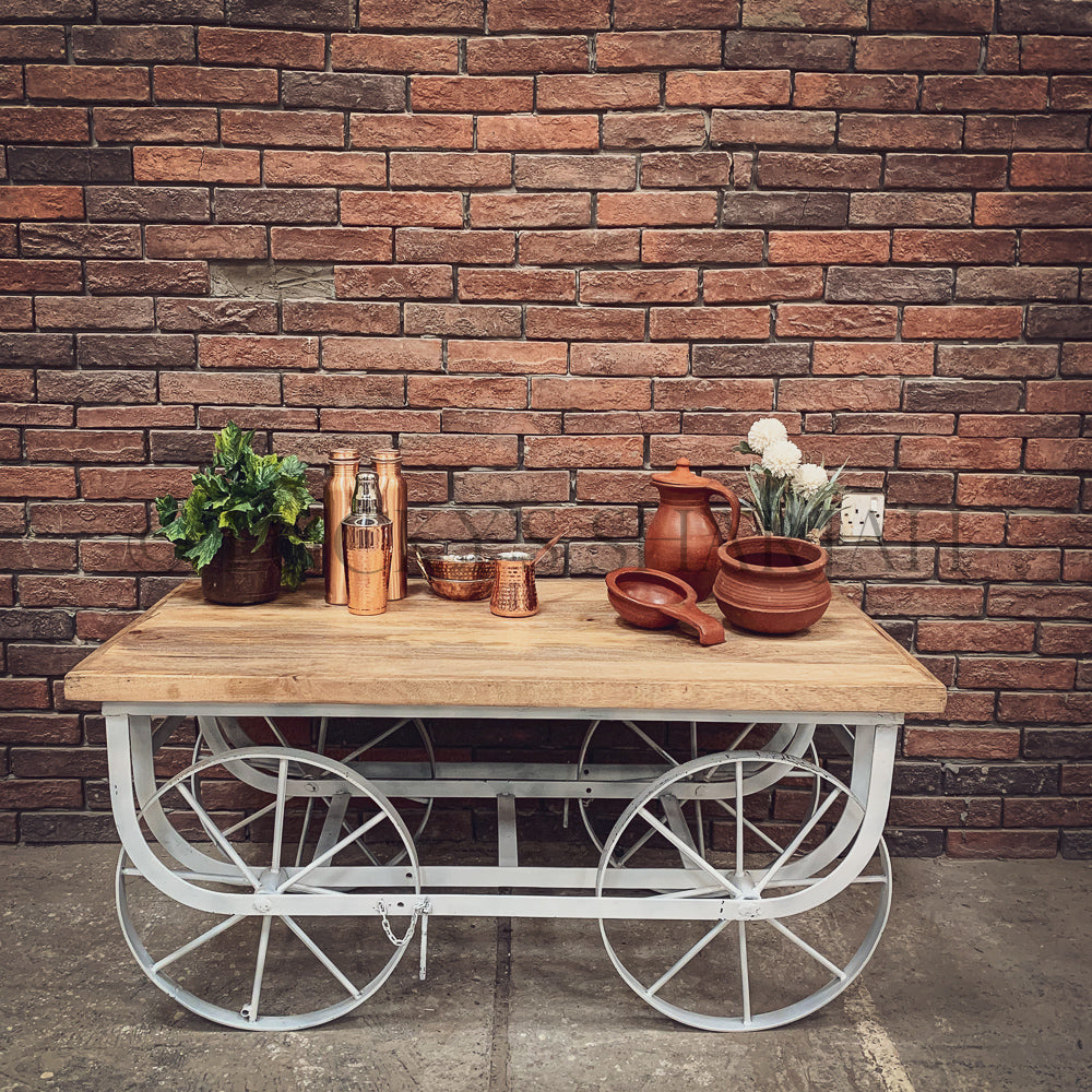 Low Cart wheel table | Lucky Furniture & Handicrafts.