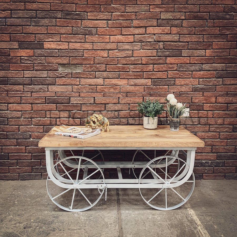 Low Cart wheel table | Lucky Furniture & Handicrafts.