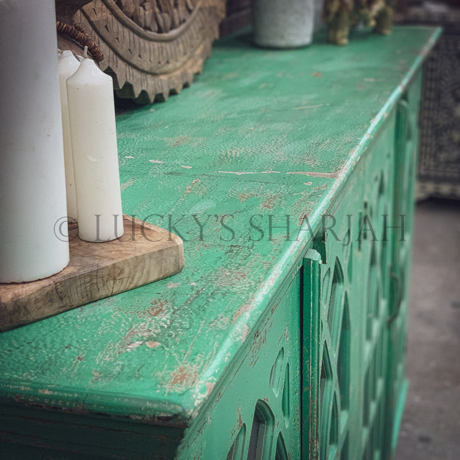 Vibrant Green Glass Sideboard | Lucky Furniture & Handicrafts.