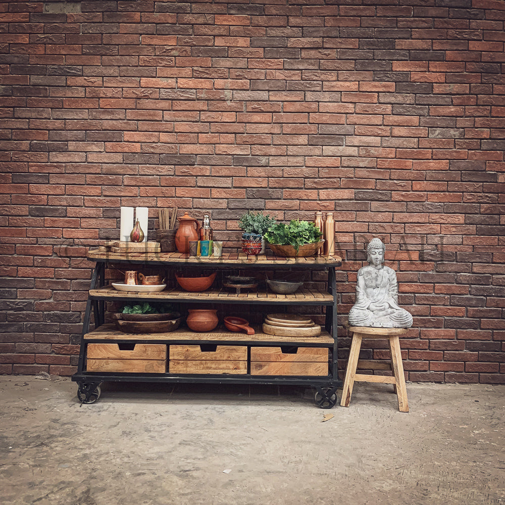 Industrial Trolley Console | Lucky Furniture & Handicrafts.