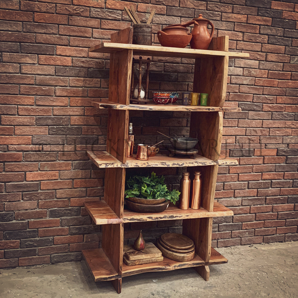 Live edge full wooden bookshelf | Lucky Furniture & Handicrafts.