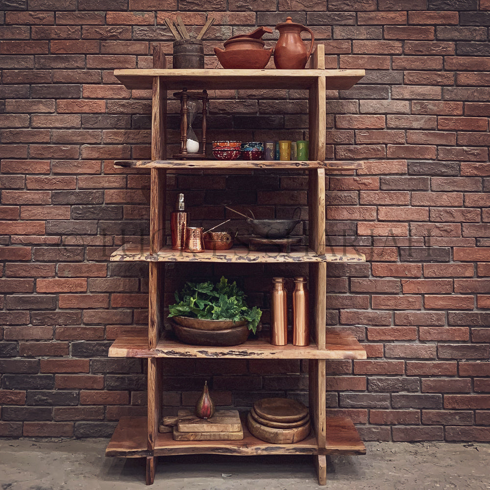 Live edge full wooden bookshelf | Lucky Furniture & Handicrafts.