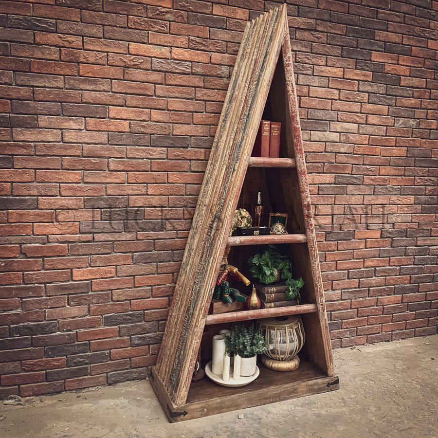 Recycle wood triangle bookshelf | Lucky Furniture & Handicrafts.