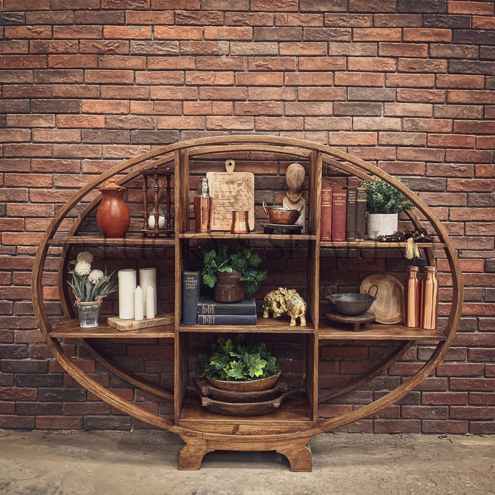 Oval Bookshelf Mango wood | Lucky Furniture & Handicrafts.