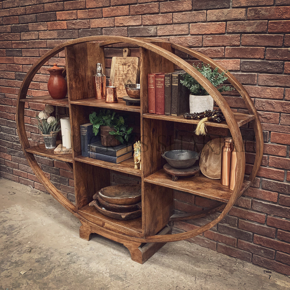 Oval Bookshelf Mango wood | Lucky Furniture & Handicrafts.