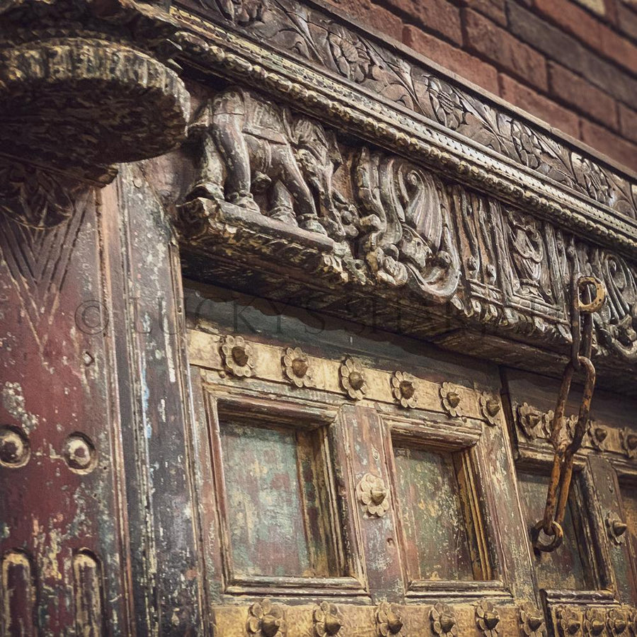 Carved Antique Multicolor door | Lucky Furniture & Handicrafts.