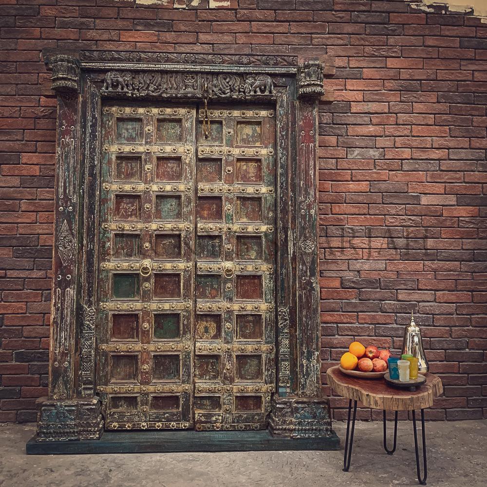 Carved Antique Multicolor door | Lucky Furniture & Handicrafts.
