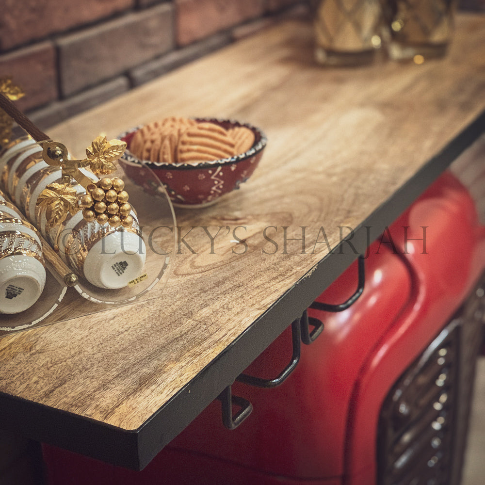 Tractor bar table with storage | Lucky Furniture & Handicrafts.