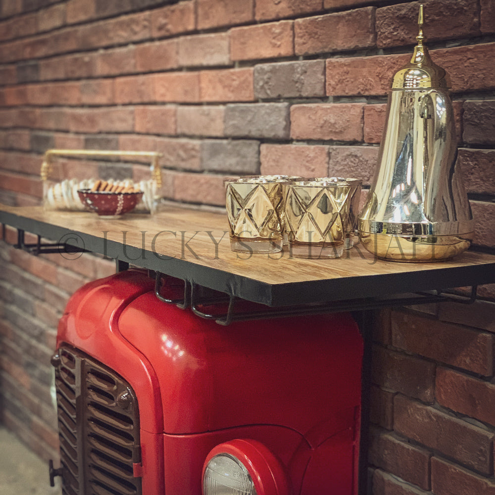 Tractor bar table with storage | Lucky Furniture & Handicrafts.