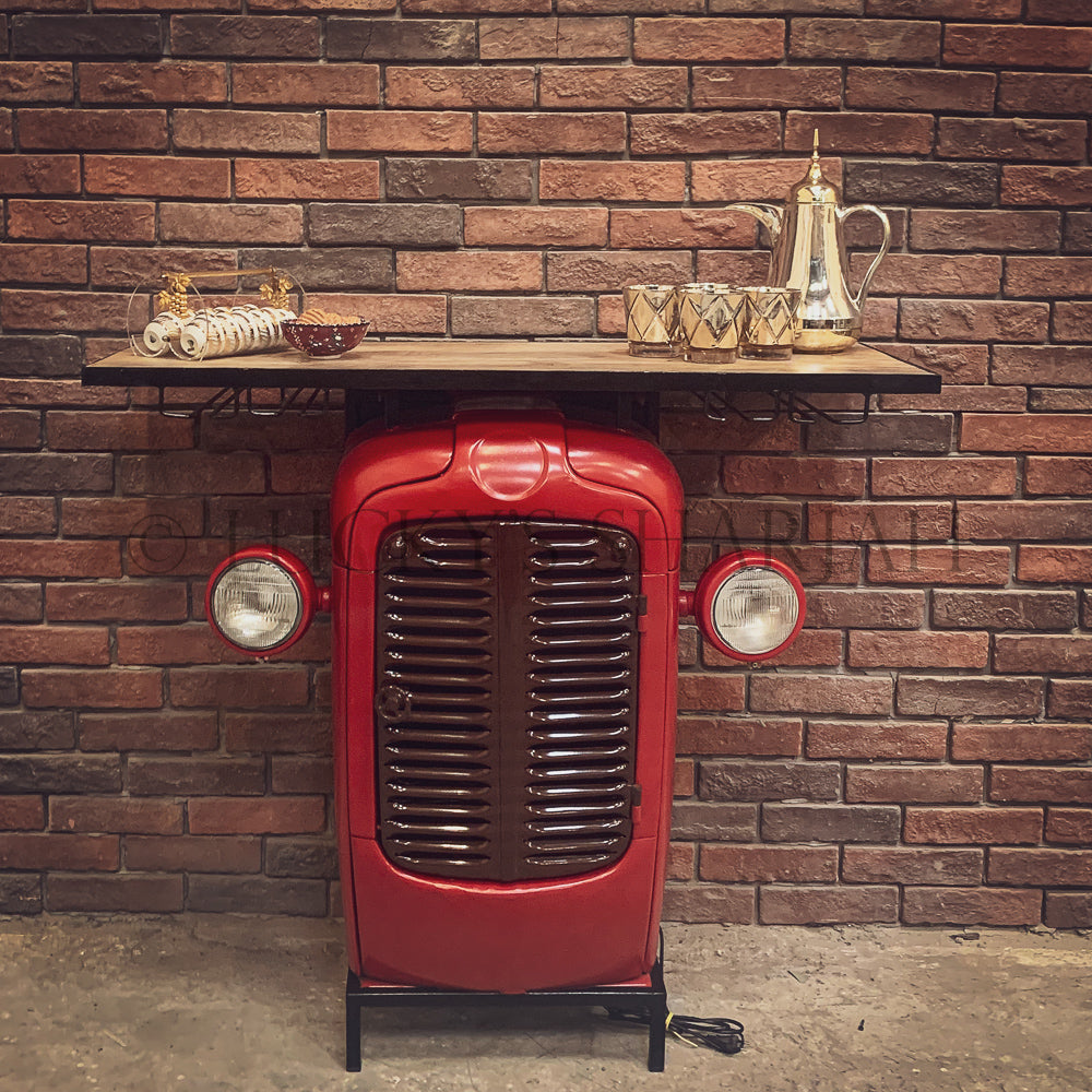 Tractor bar table with storage | Lucky Furniture & Handicrafts.