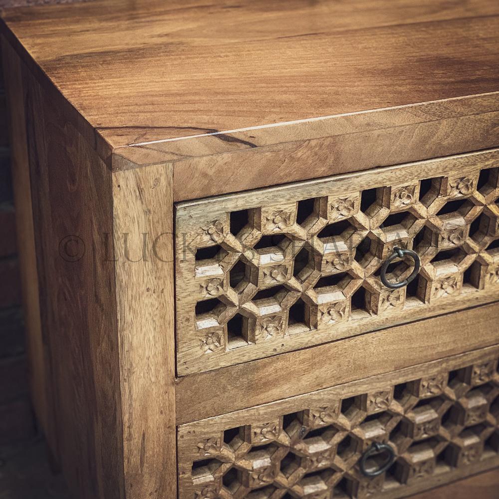 Carved 4 draw tv stand | Lucky Furniture & Handicrafts.