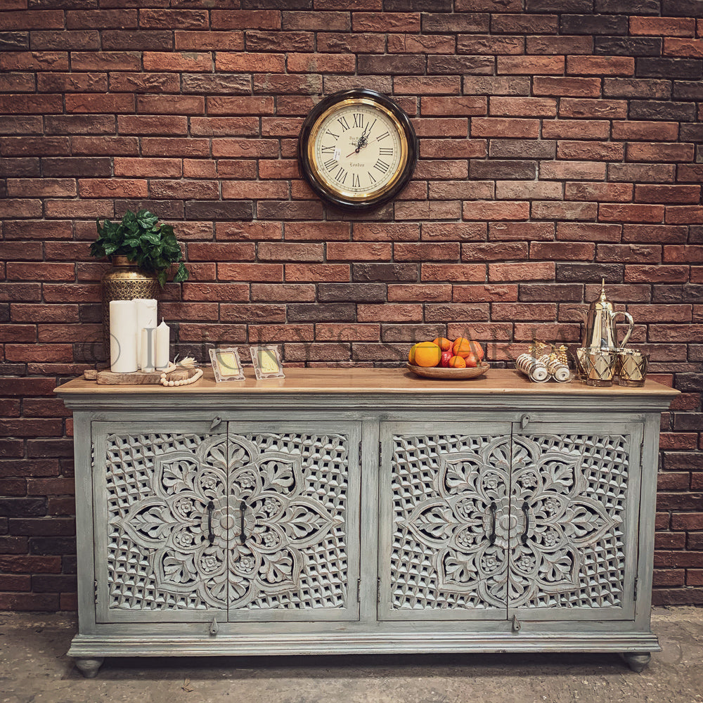 Heavy carved sideboard grey 2 tone | Lucky Furniture & Handicrafts.