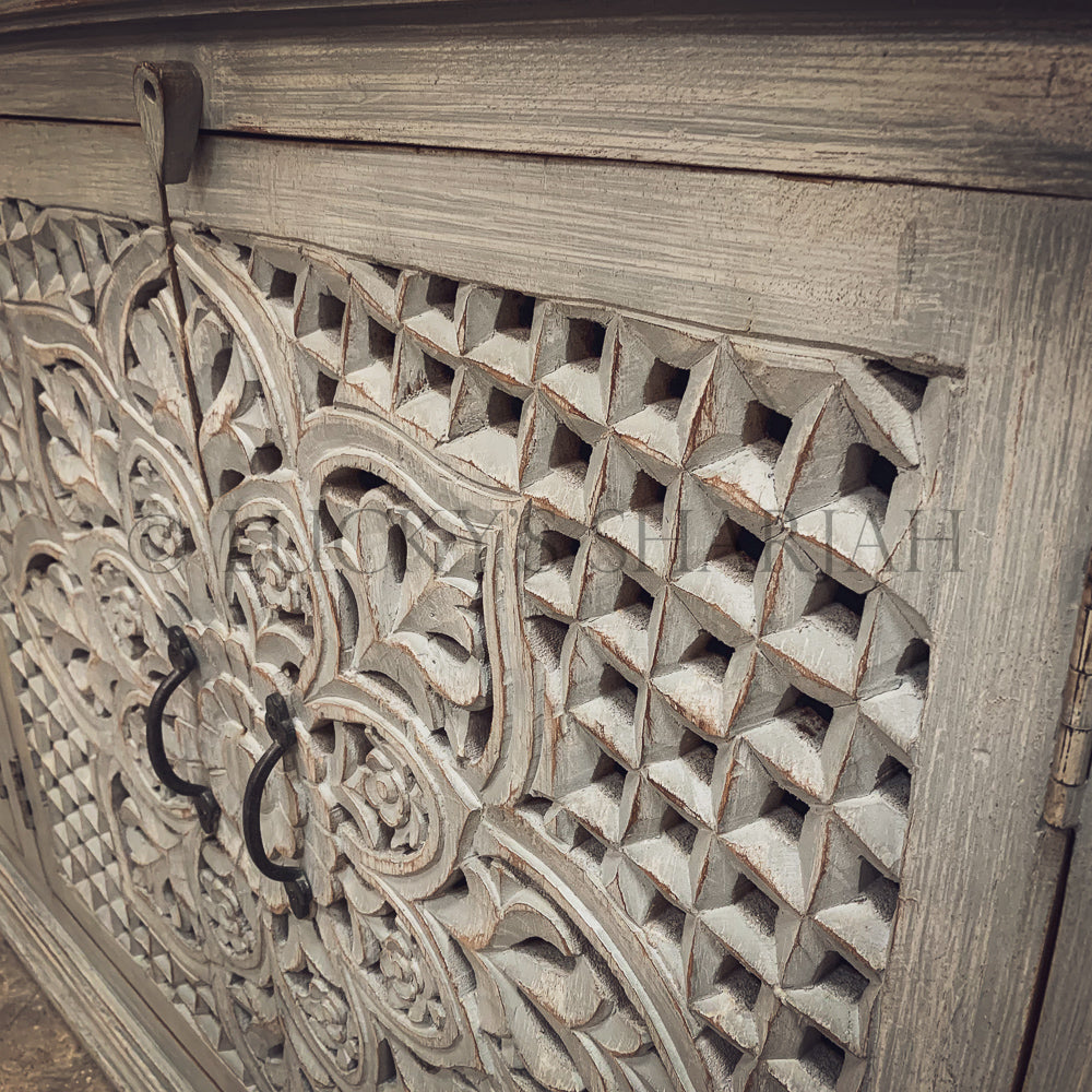 Heavy carved sideboard grey 2 tone | Lucky Furniture & Handicrafts.