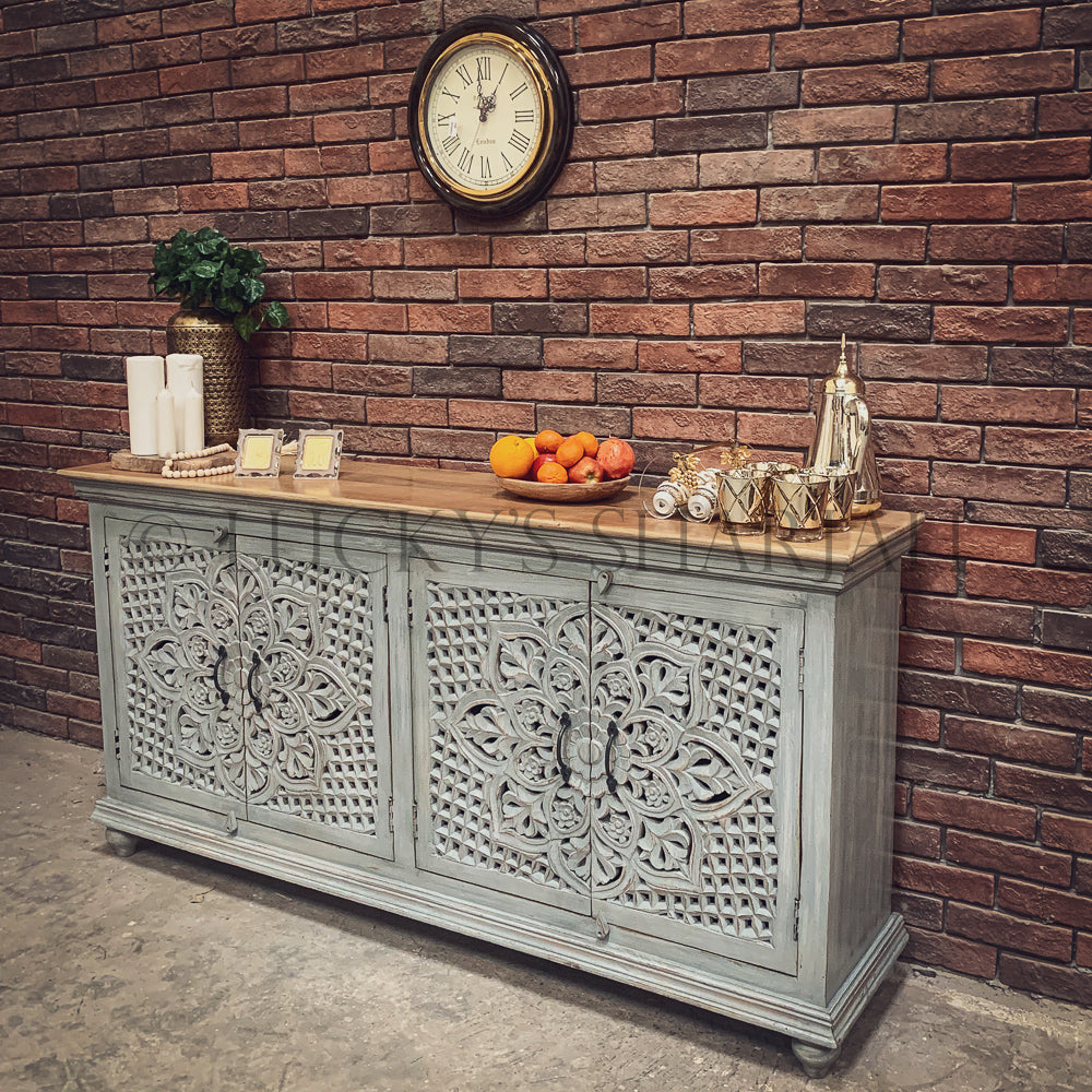 Heavy carved sideboard grey 2 tone | Lucky Furniture & Handicrafts.