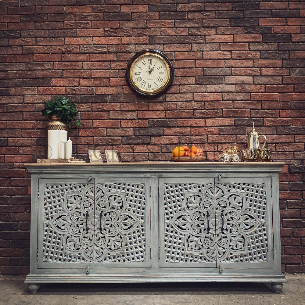 Heavy carved sideboard grey 2 tone | Lucky Furniture & Handicrafts.