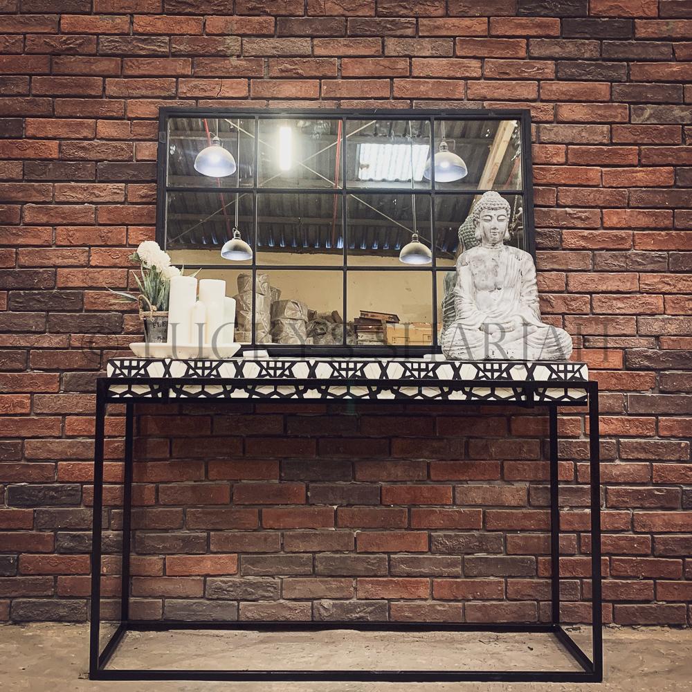 Celestial black and white bone inlay console table | Lucky Furniture & Handicrafts.