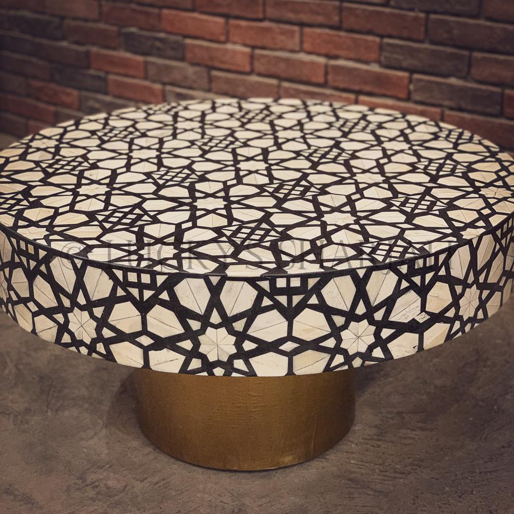 Celestial black and white bone inlay coffee table | Lucky Furniture & Handicrafts.