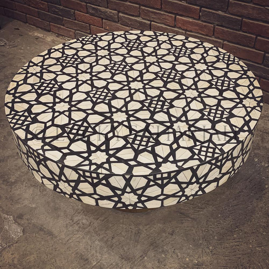 Celestial black and white bone inlay coffee table | Lucky Furniture & Handicrafts.