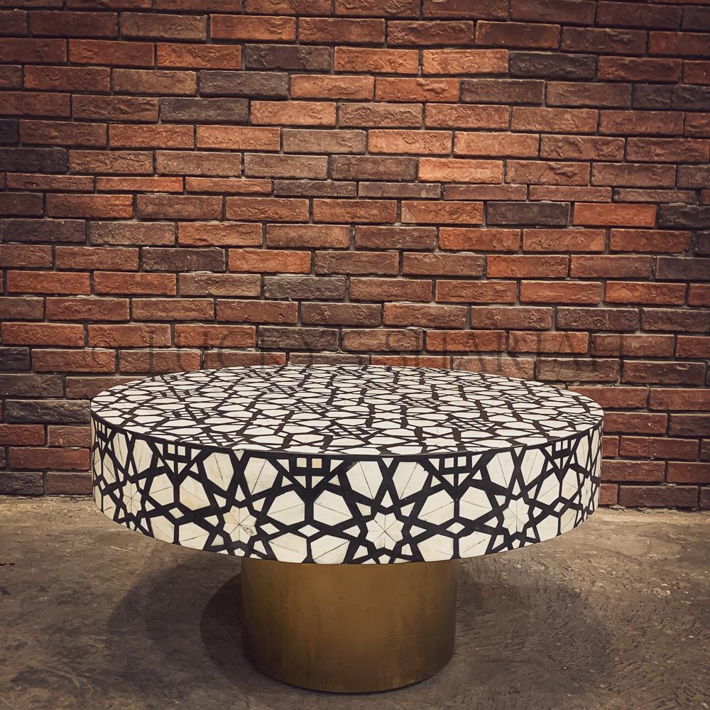 Celestial black and white bone inlay coffee table | Lucky Furniture & Handicrafts.