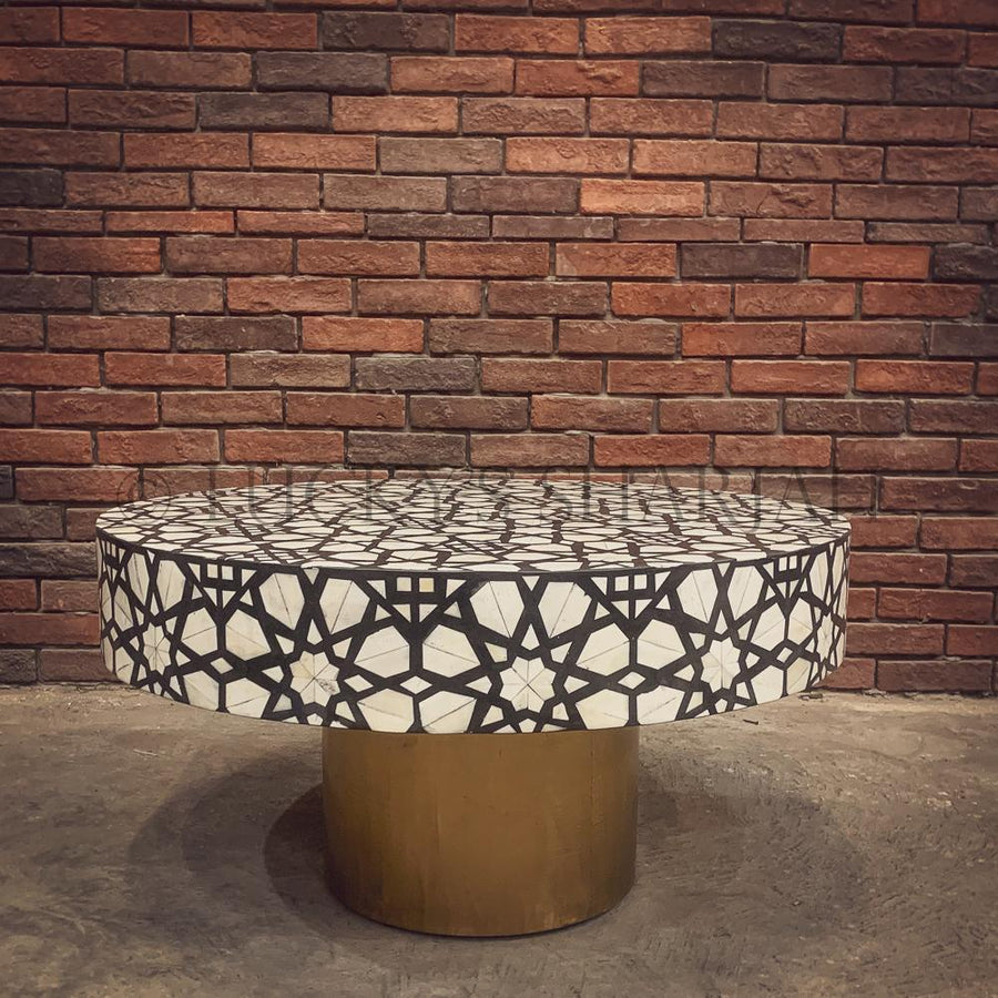 Celestial black and white bone inlay coffee table | Lucky Furniture & Handicrafts.