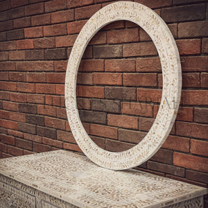 Mother of pearl round mirror frame | Lucky Furniture & Handicrafts.