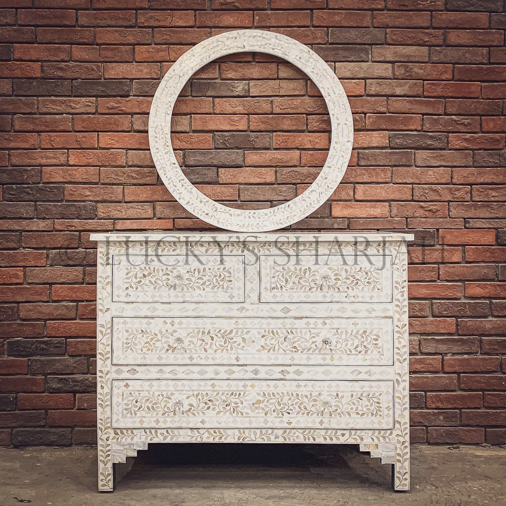 Mother of pearl inlay drawchest | Lucky Furniture & Handicrafts.