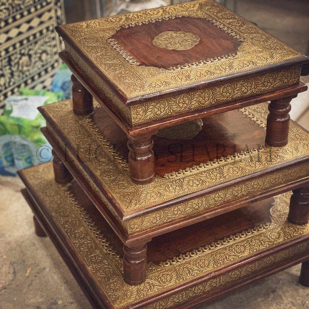Bajot Table with brass inlay | Lucky Furniture & Handicrafts.