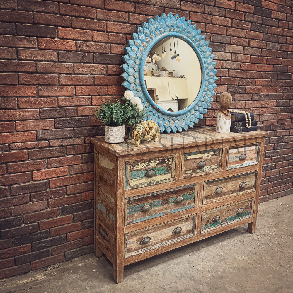 Recycle Design 7 draw chest | Lucky Furniture & Handicrafts.