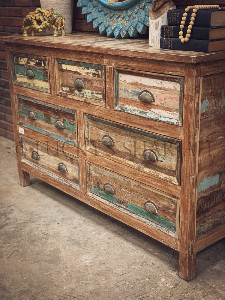 Recycle Design 7 draw chest | Lucky Furniture & Handicrafts.