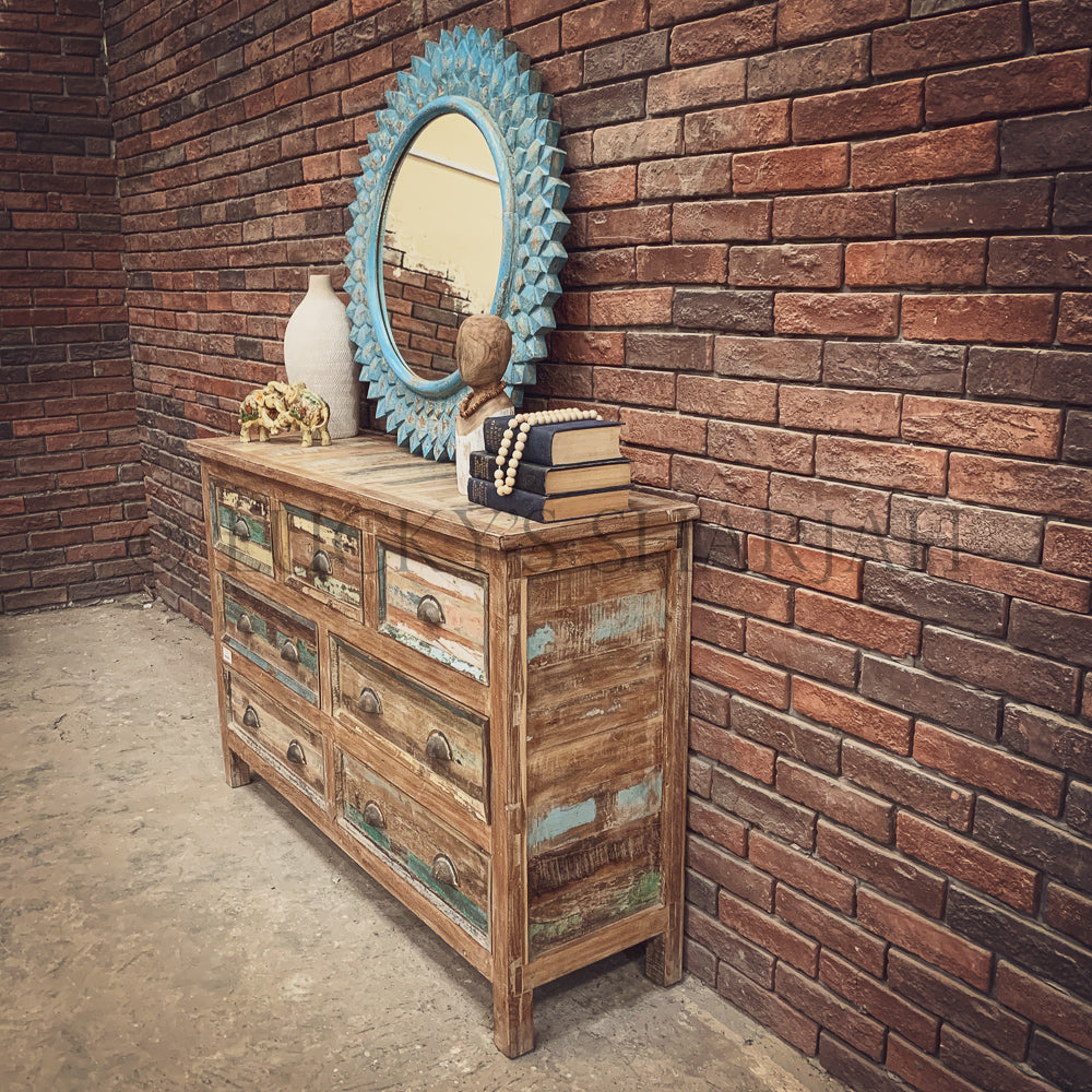 Recycle Design 7 draw chest | Lucky Furniture & Handicrafts.