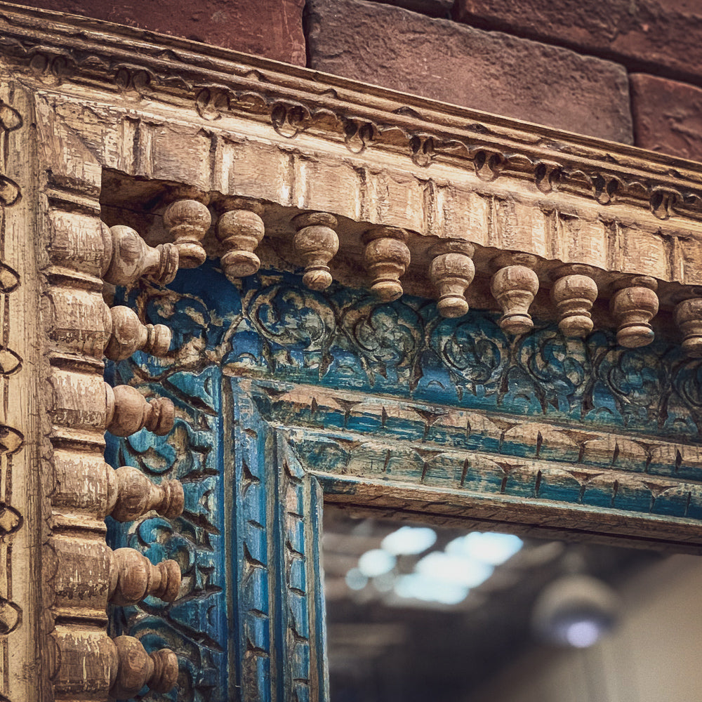 Mixed Carved sideboard with iron details | Lucky Furniture & Handicrafts.