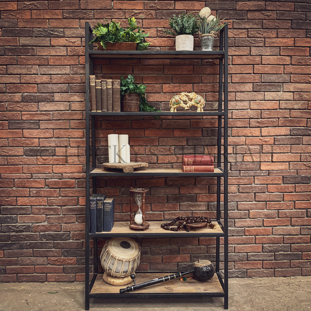 Leaning Industrial Bookshelf | Lucky Furniture & Handicrafts.