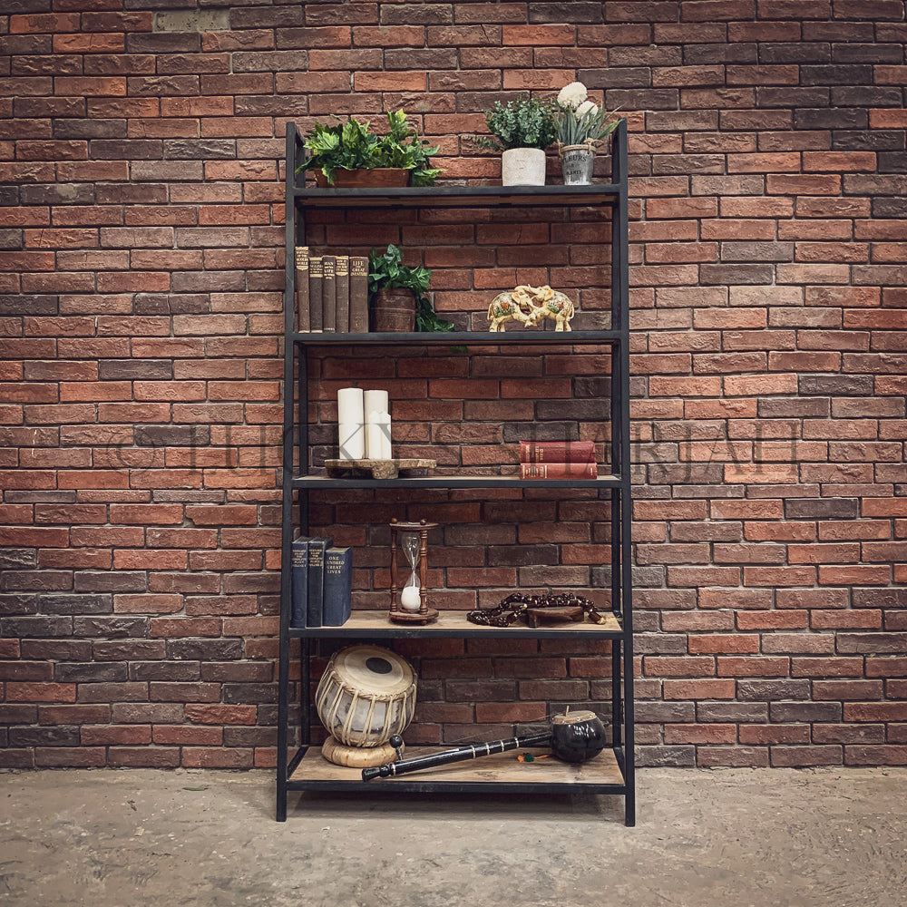Leaning Industrial Bookshelf | Lucky Furniture & Handicrafts.
