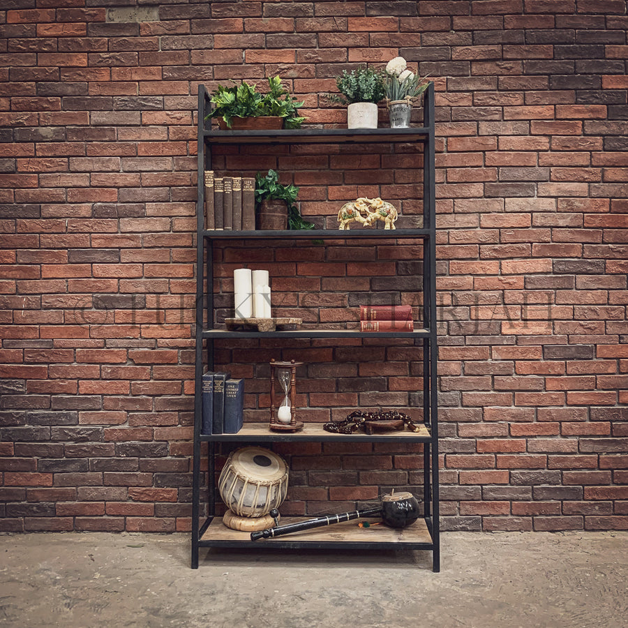 Leaning Industrial Bookshelf | Lucky Furniture & Handicrafts.